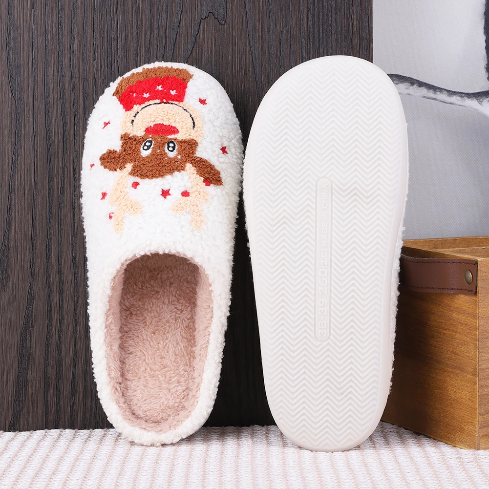 Christmas Elk Plush Slippers Comfortable Furry Reindeer Slipper Cute Animal Slippers Cartoon Elk Star Slippers for Autumn Winter