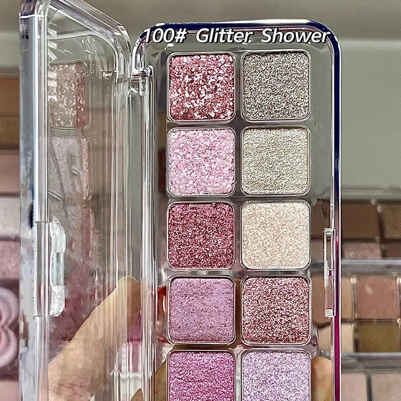 Palette di ombretti a 12 colori: effetti glitter rosa, bianco, rosso e luccicanti |   Altamente pigmentato, di lunga durata