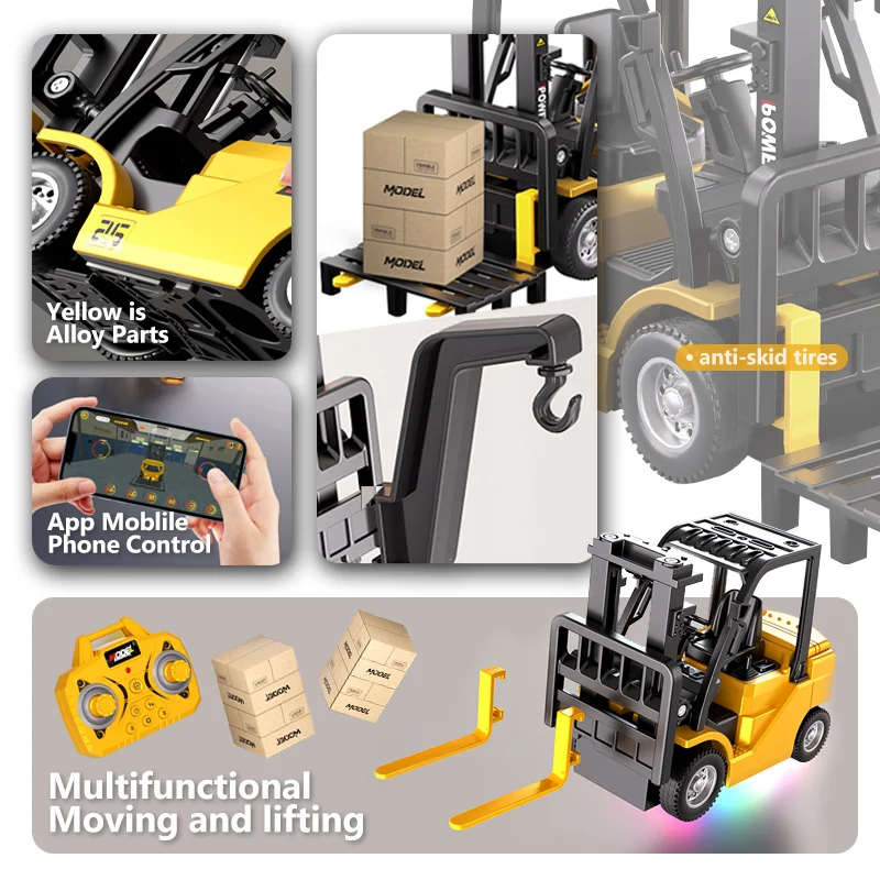 1:64 Mini-voorhoogwerker met afstandsbediening, op afstand bestuurbaar hijsen, doe-het-zelf-aanpassing van de carrosserie, favoriete auto-speelgoed voor kinderen