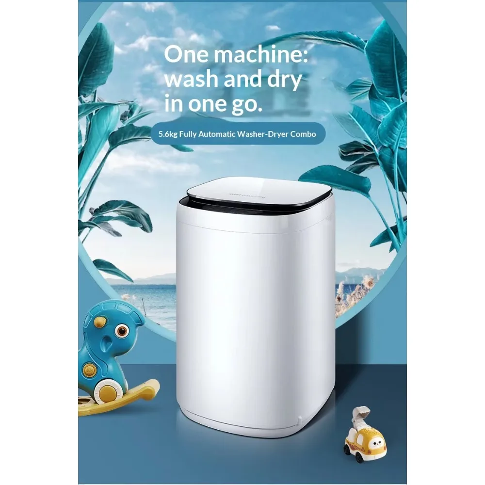 4-8kg Small Fully Automatic Home Washing Machine Push-button Control Energy Level 3 Drying All-in-one for