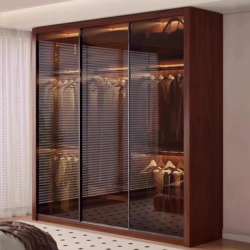

#Solid Wood Eco-Friendly Modern Design Wardrobe Home Furniture Portable Suitable Home Bedroom Sliding Glass Doors