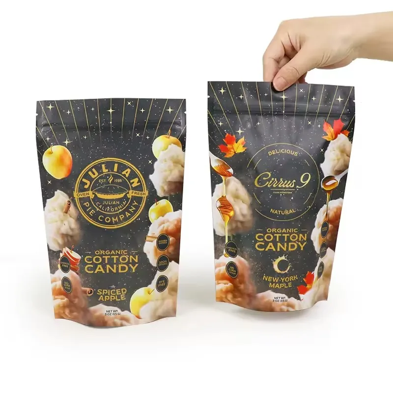 Customized  Ziplock Plastic Packaging | Stand-Up Pouch | Resealable Tear-Notch Bag for Candy, Cookies, Chocolate