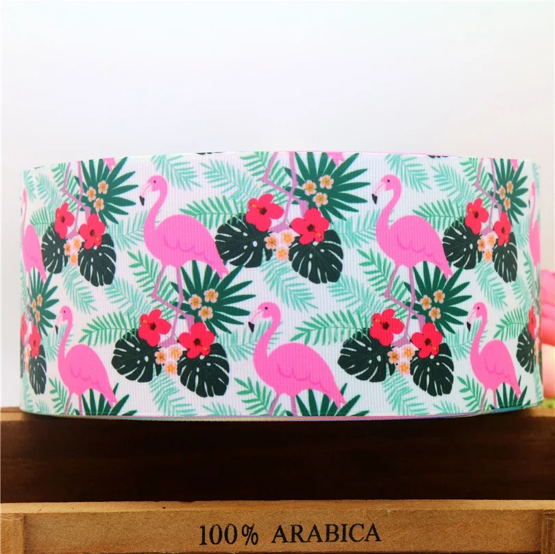 DHK 3 ''5 yardas flamenco piña flor cinta de grosgrain estampada tocado lazo para el cabello diy decoración de fiesta OEM 75mm C1465
