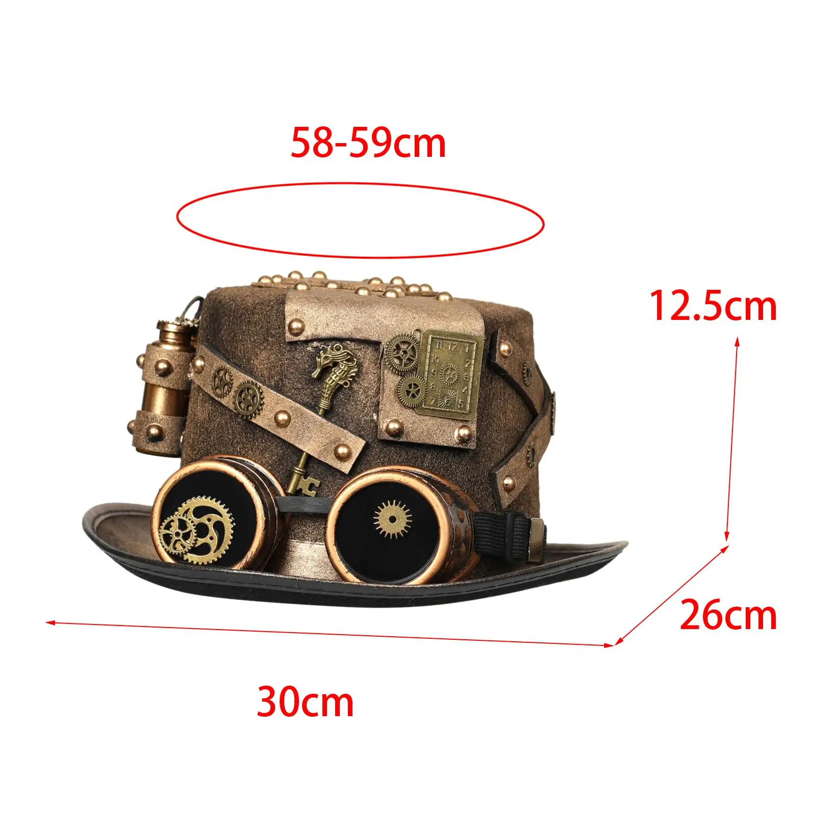 Steampunk Hats, Handmade Bowler Hat Stage Hat Gothic with Gear Glasses Denim Hat Headgear for Cosplay Decor Party Fancy Dress