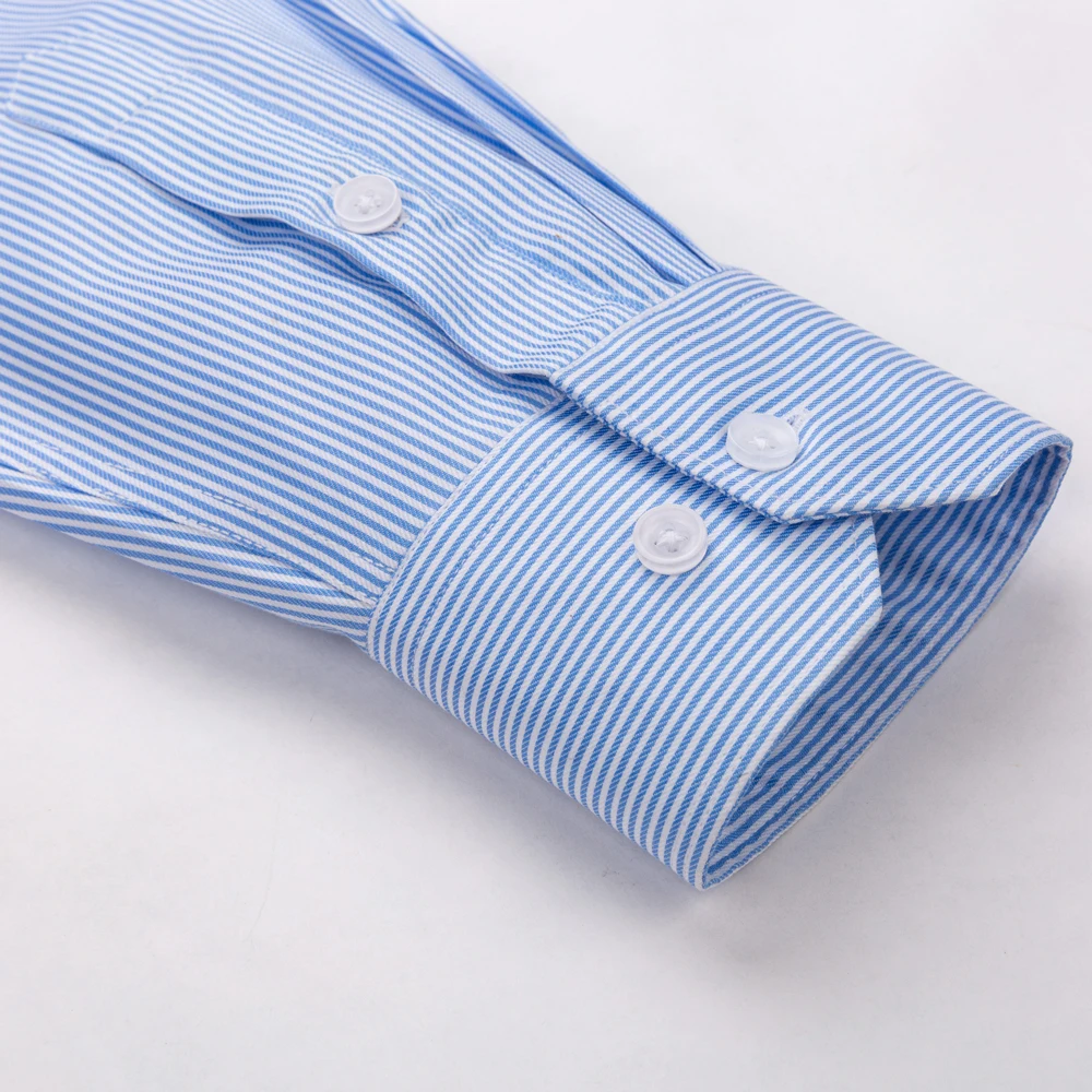 Premium Men\'s Non-Iron 100% Cotton Dress Shirt, Spread Collar with Detachable Collar Stays, Check Striped Long Sleeve Shirts