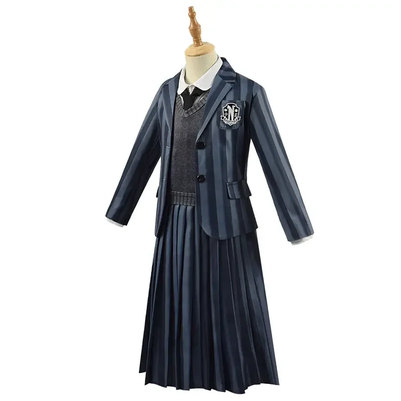 CosDaddy Addams-Disfraz de Cosplay familiar para niños, uniforme escolar para niñas, disfraz de Halloween, novedad de 2023