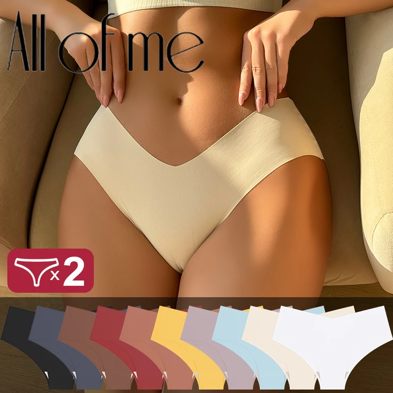 2Pcs/Set Plus Size Underwear Women's Panties Ice Silk Ladies Seamless Underpants Girls Briefs Breathable Sexy Lingerie Female