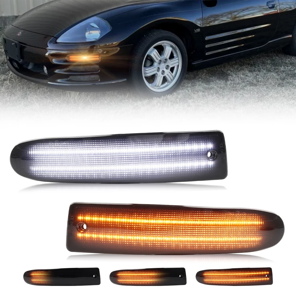 2Pcs For 2000 2001 2002 Mitsubishi Eclipse Front Bumper Parking Light DRL Light Daytime Running Light Turn Signal Light W/LED