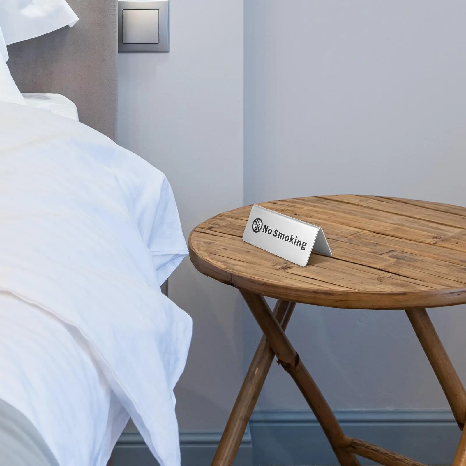 No Smoking Sign Stainless Steel Double Sided Table Top for Office Hotel Restaurant Banquet Wedding Indoor Outdoor Safety