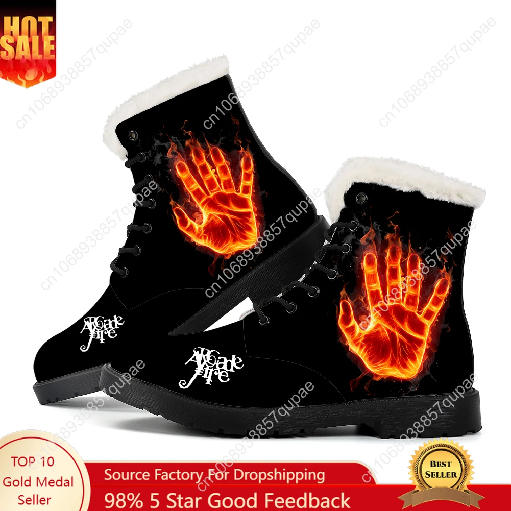 

Arcade Fire Rock Band Plush Boots Mens Womens Teenager Shoes Casual Boot Light High Quality Couple Rapper Customize Shoe