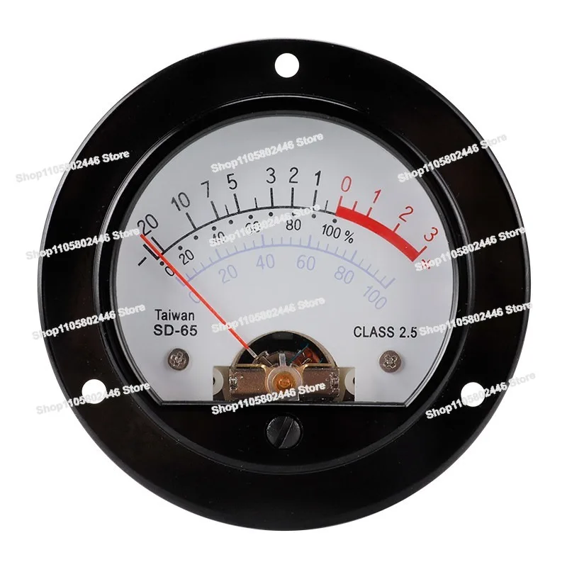 VU Meter Level Meter SD65 Pointer Head, Round Black Voltmeter