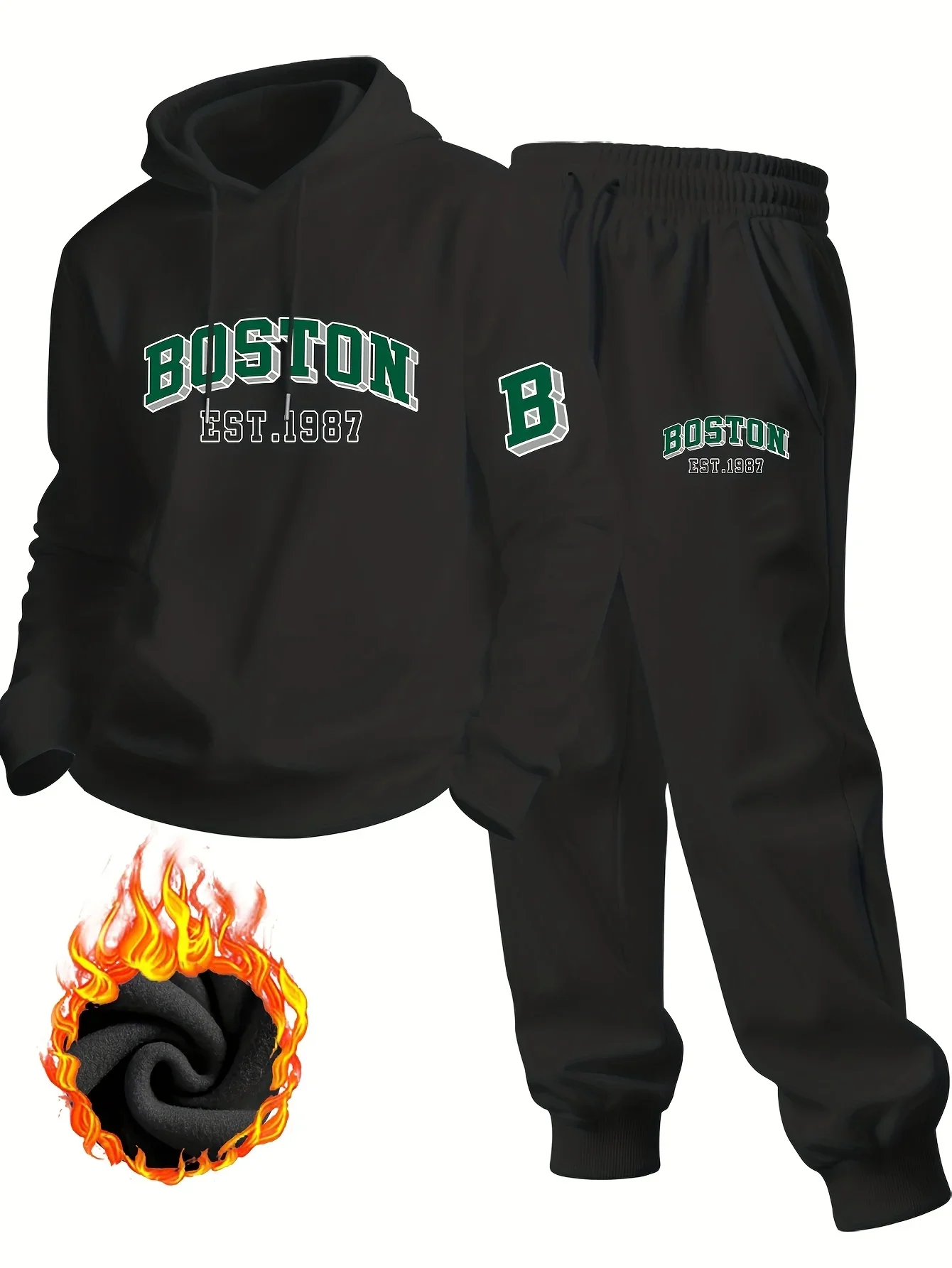 Ensemble de survêtement imprimé Boston 2026 pour homme – Sweat à capuche et pantalon long – Collection Printemps, Automne et Hiver – Tenue chaude