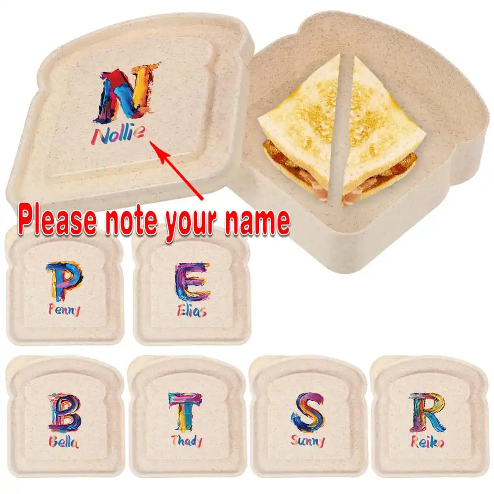 

Индивидуальное имя, коробка для тостов, хлеба, аксессуары для еды для пикника на открытом воздухе с крышкой, коробка для сэндвича, завтрака, индивидуальный красочный узор