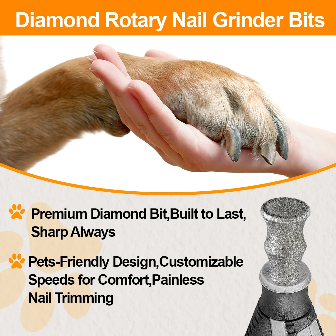 BGTEC Dog Nail Polisher Wheel Polishing Pet Nail Electroplated Milling For Animals Nail Care with Round Shank