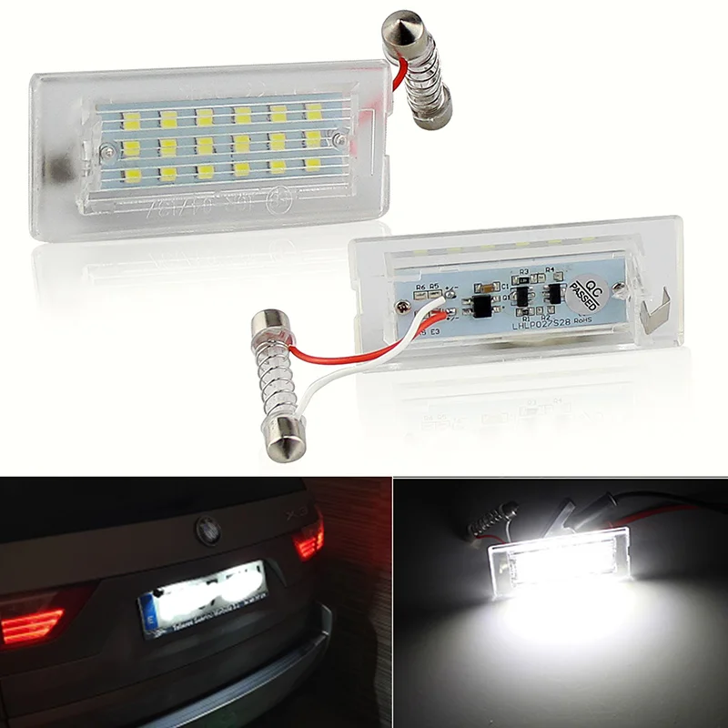 2PCS For BMW X3 E83 03-11 X5 E53 Canbus LED License Number Plate Light Error Free Canbus 6000K White 2001-2006