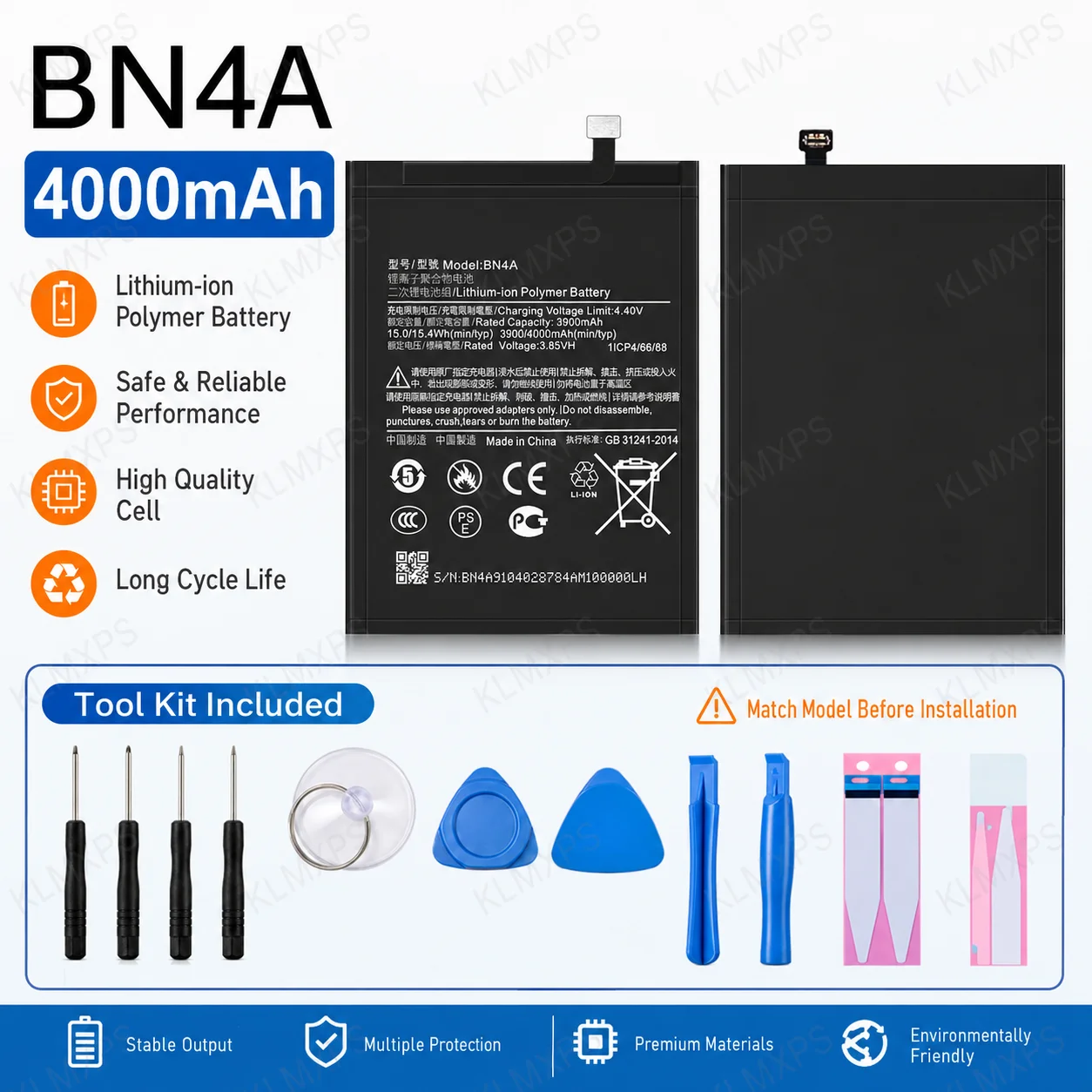 BN4A 4000mAh High Capacity Fast Charge Lithium Replacement Battery for Xiaomi Redmi Note7 Note7 Pro Note7s Mobile Phone