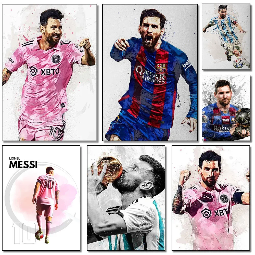 Lionel Messi Abstract Watercolor Poster Athlete Canvas Art Perfect Wall  for Living Room Ideal Gift Home  Accent