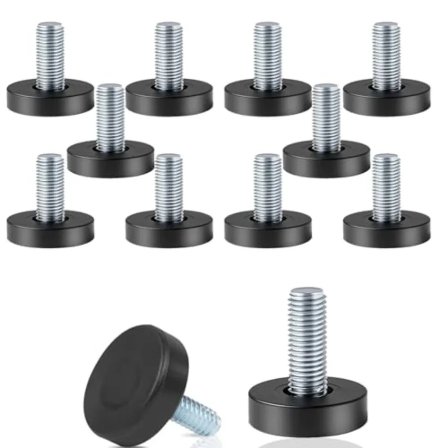 

1/4" Thread Leveling Feet, 12 Pcs Adjustable Furniture Feet Threaded Screw in for Table, Cabinets, Chairs, Stool Legs - 1/4" Th
