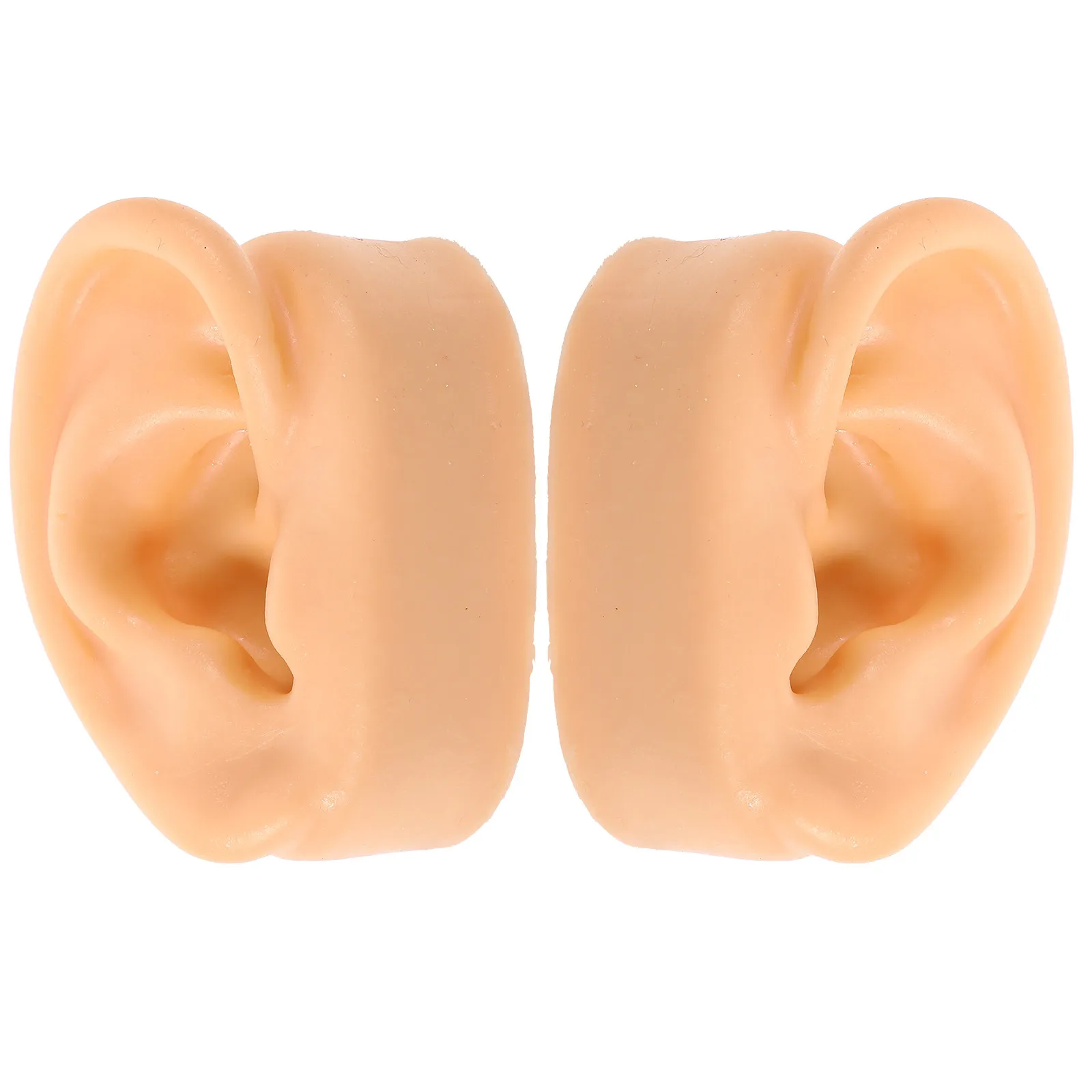 

1Pair High Simulation Silicone Ear Artificial Human Ear Flesh Colored Realistic Prank Display Prop for Party Use