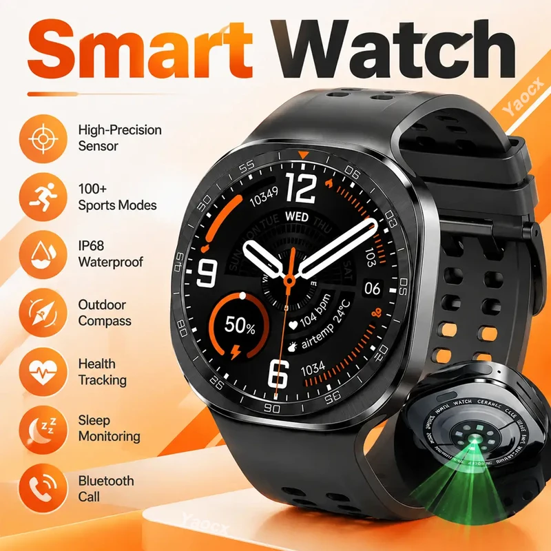 2026 Watch Ultra 2 Compass Heart Rate Bluetooth Call IP68 Waterproof Fitness Tracker 400mAh Battery for Android Ios Smart Watch