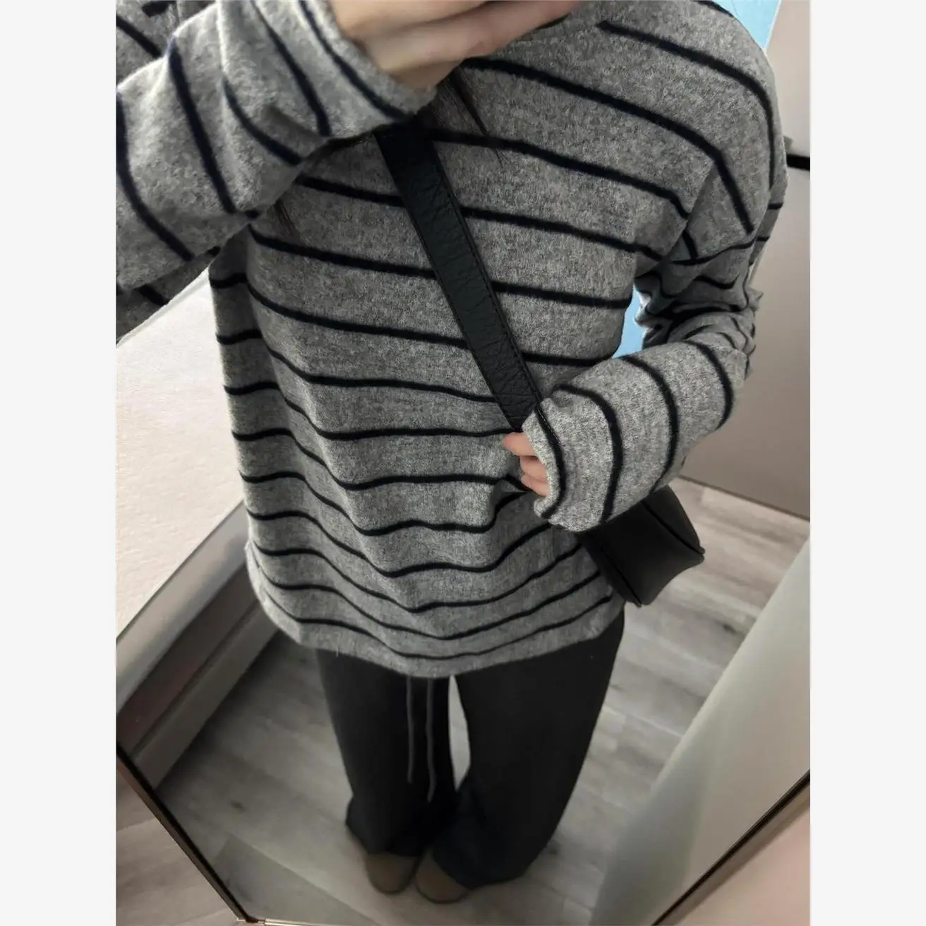 Y2K Abi Cultural Stripe Fce Long Sve Damen T-Shirt Lazy Base Layer irt Korean Sle Campus Wind Frühherbst Top