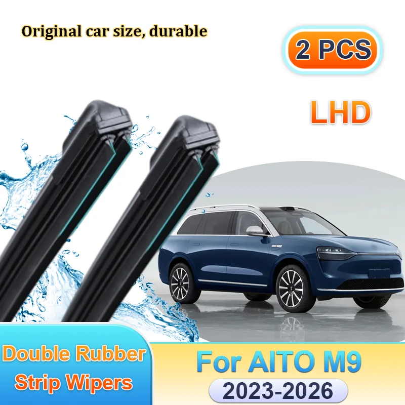 

Car Windscreen Wiper LHD For AITO M9 2023 2024 2025 2026 Front Double Rubber Strip Wipers Blades Window Brushes Auto Accessories