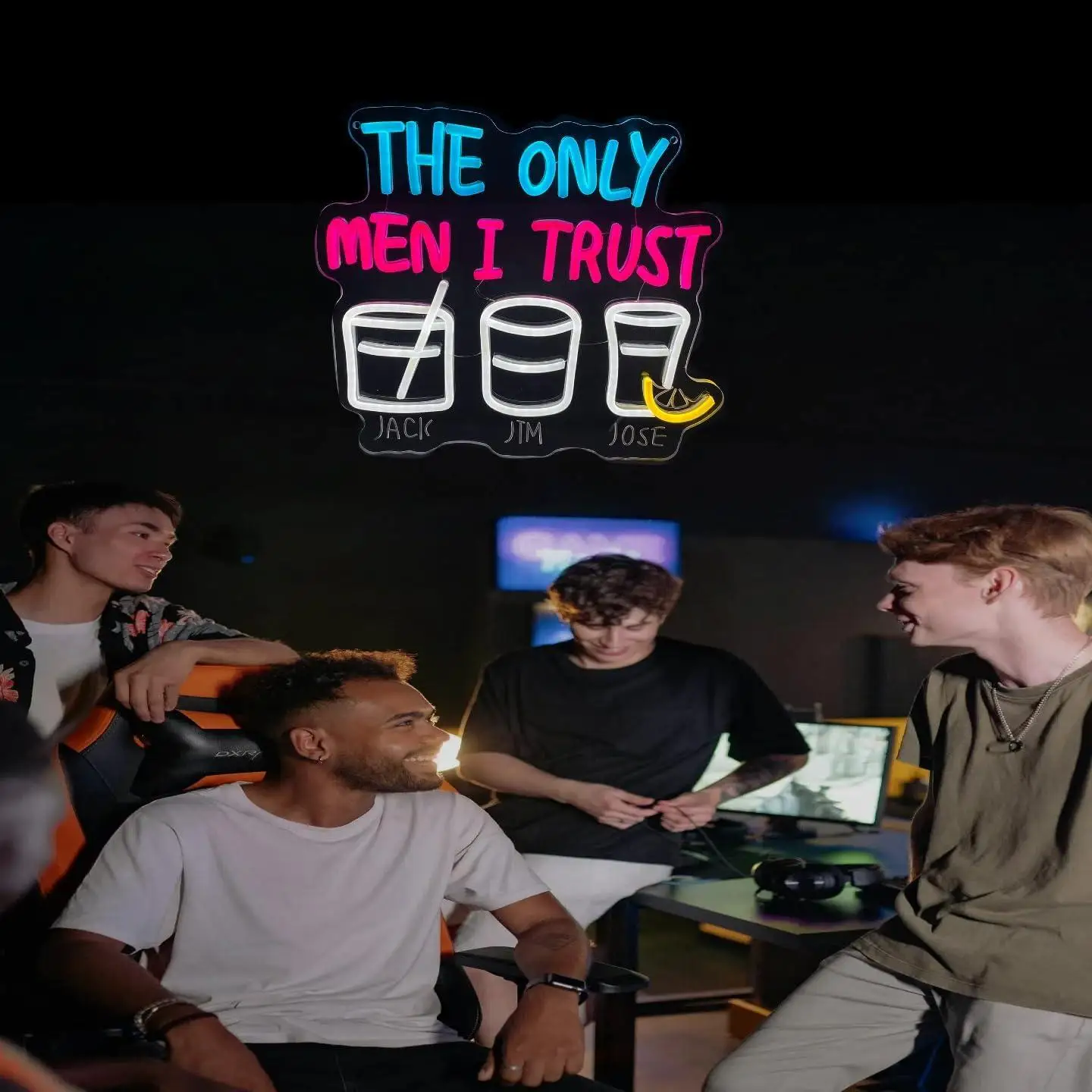 Neon Sign 'The Only Man I Trust' - close-up view