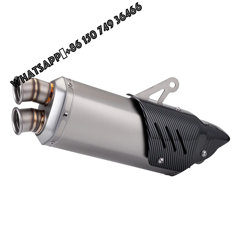 

Universal Motorcycle Double Outlet Hole Exhaust Stainless Steel Modified Escape Pipe Muffler DB Killer for Z900 NINJA400 R3 S9