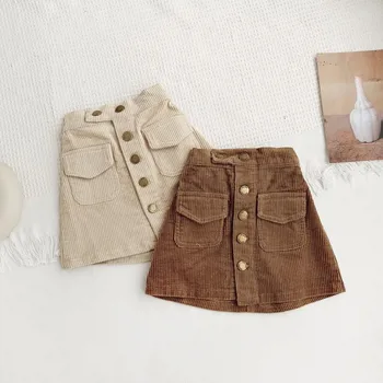Girls Corduroy Hip Skirt 2 Short Skirt for Kids Girls Spring and Autumn Women's Baby Corduroy Hip Skirt Kids Solid Colour Short Skirt 2