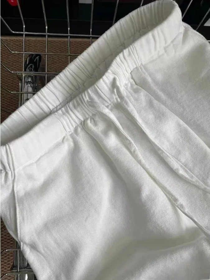 High Waist Wide Leg Cotton Linen Pants Draped Loose Straight Casual Long Trousers for Women Summer 2026 Casual Style