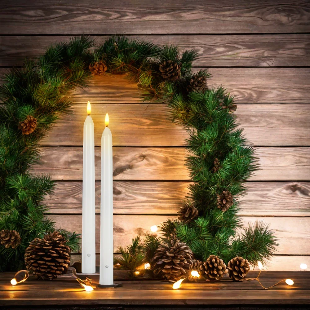 LED Rechargeable Candles 27cm Flameless Flickering Wedding Taper Candle Timed Remote Birthday Home Decoration Christmas Candles