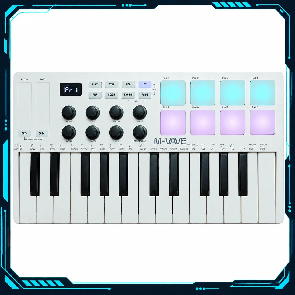 SMK 25 Midi Keyboard Controller Portable Arranging Keyboard RGB Pad Professional Music Production Instrument