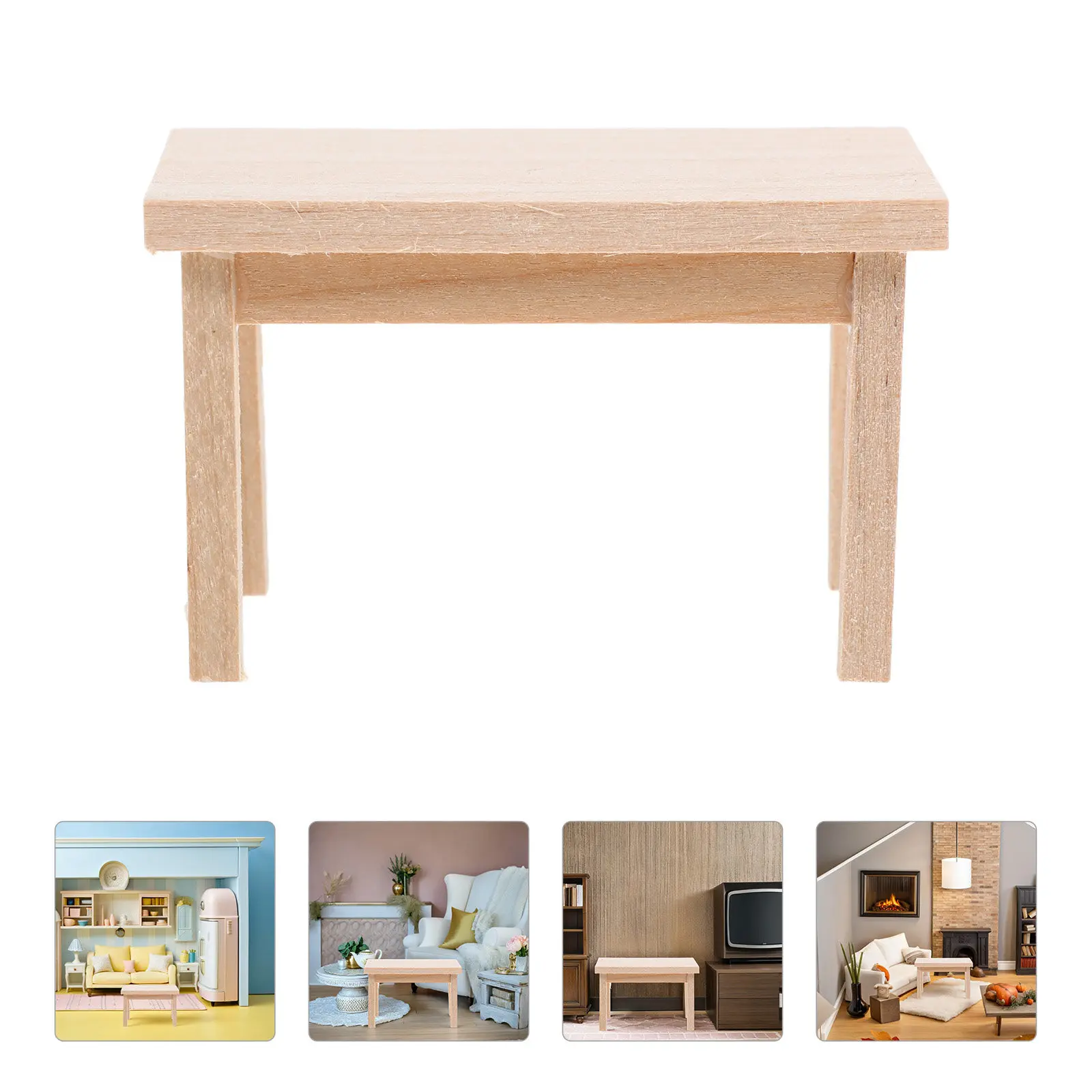 

Wood Miniature Table for Dollhouse Decoration Realistic Lifelike Mini House Furniture Sturdy Compact Design Easy to Carry Wood