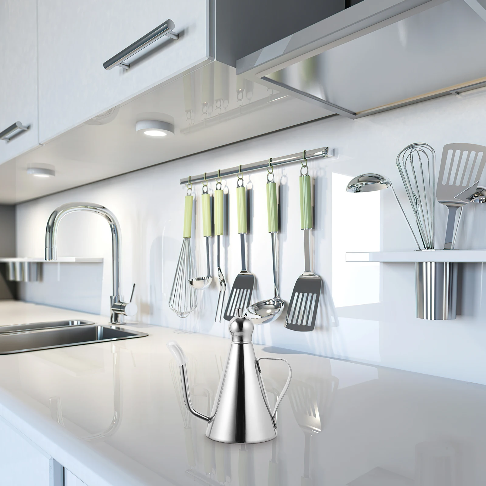 

304 Stainless Steel Oil Dispenser Non Drip Food Grade Leak Proof Vinegar Soy Sauce Bottle Dust Cover for Kitchen