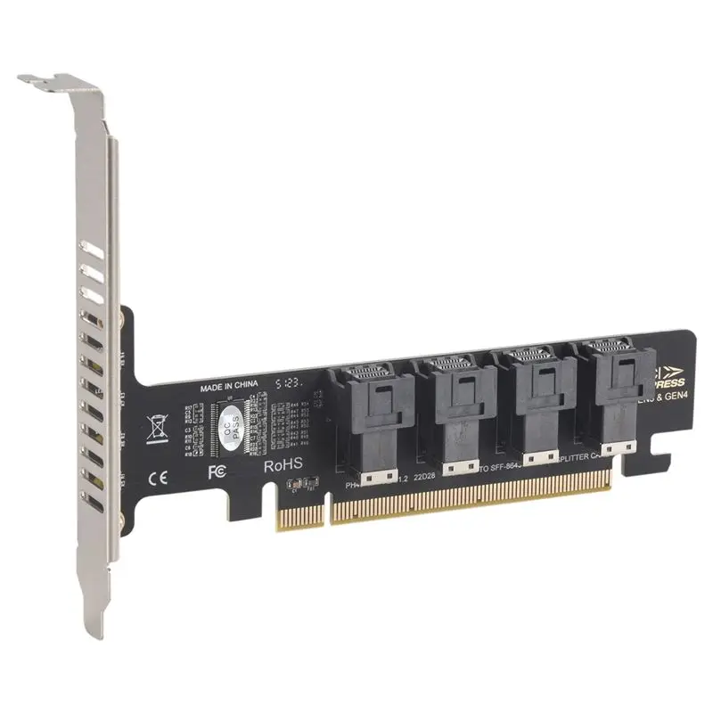 NGFF PCI-E 16X To 4 Ports U.2 NVME Split Expansion Card SFF-8639/8643 NVME PCIE SSD Adapter For Mainboard SSD-AEF7