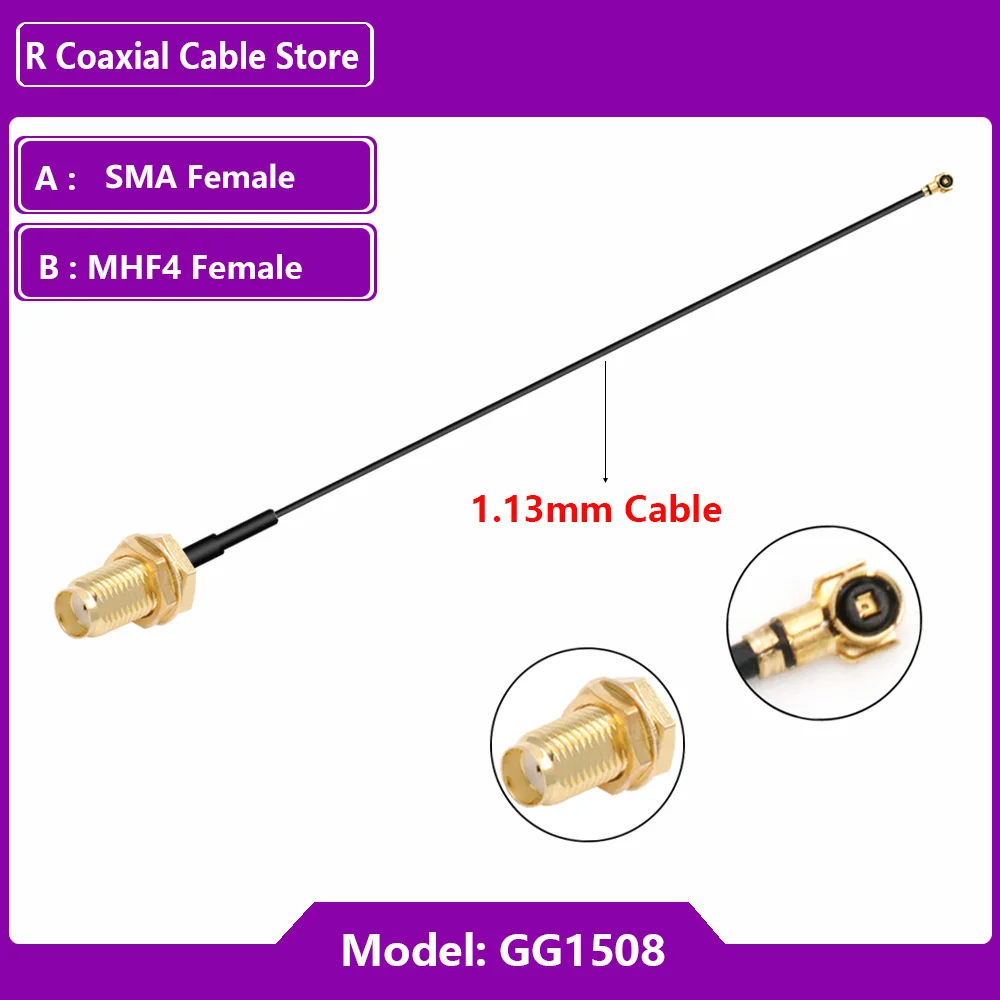 1pc uFL/u.FL MHF Female MHF4 to SMA Female  RF Coaxial RG1.13 MM Cable Pigtail ExtensionWIFI Antenna