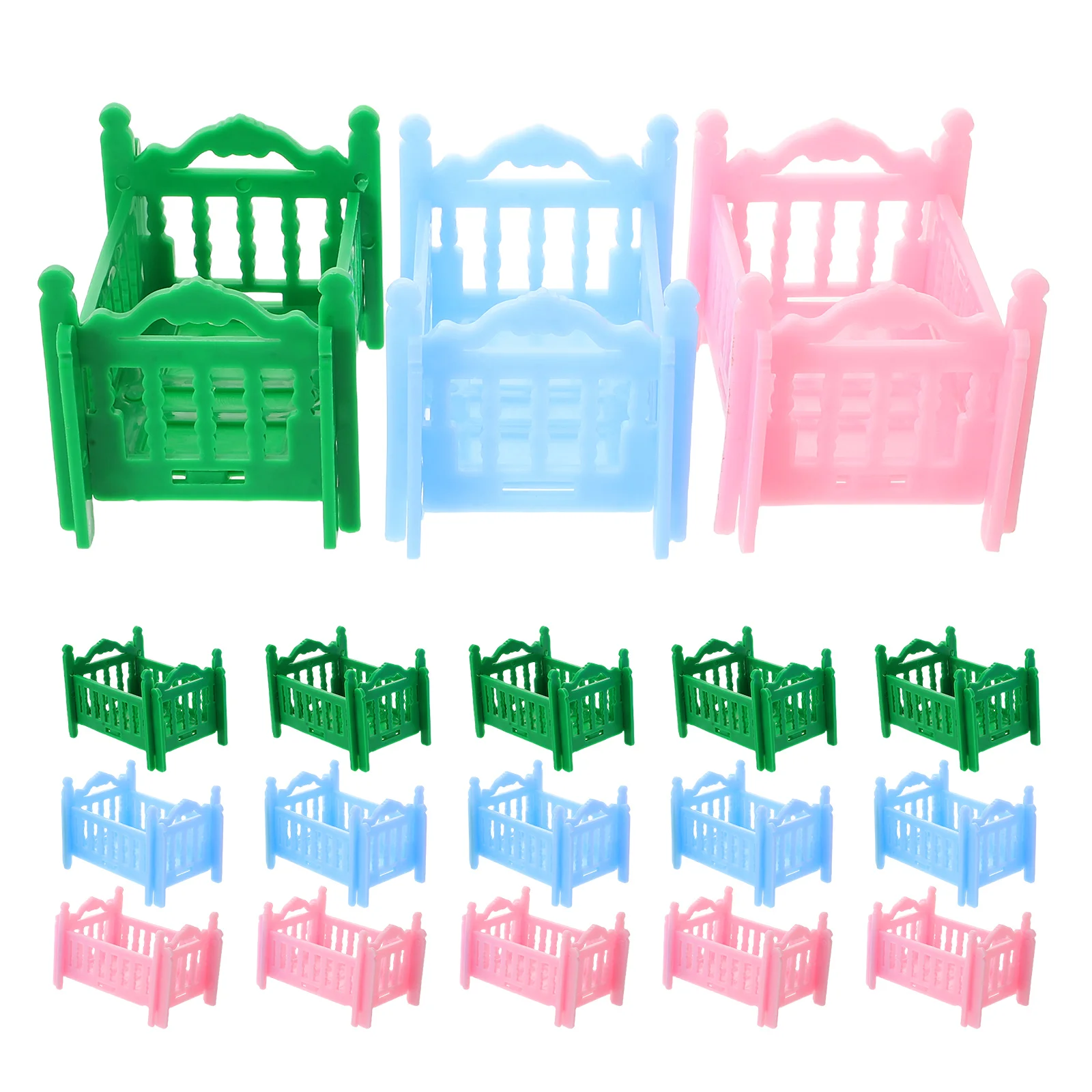 Meubles de maison en plastique, 18 pièces, Mini berceau, maison de poupée Vintage, Simulation pour enfants