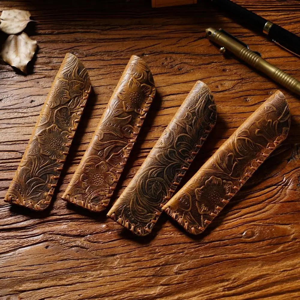 New Genuine Leather Retro Pen Case Stationery Creative 150mm*40mm Pencil Cover Handmade Leather Pencil Bag Pen Protective Cover