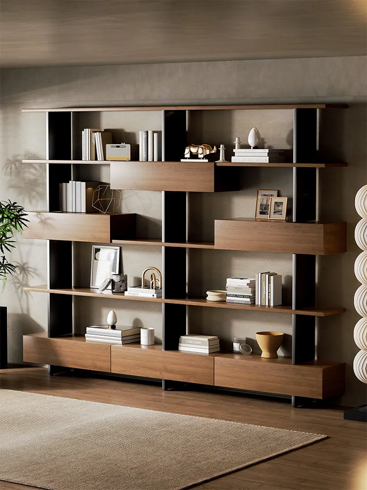 CX light luxury modern solid wood file cabinet integrated wall floor display cabinet