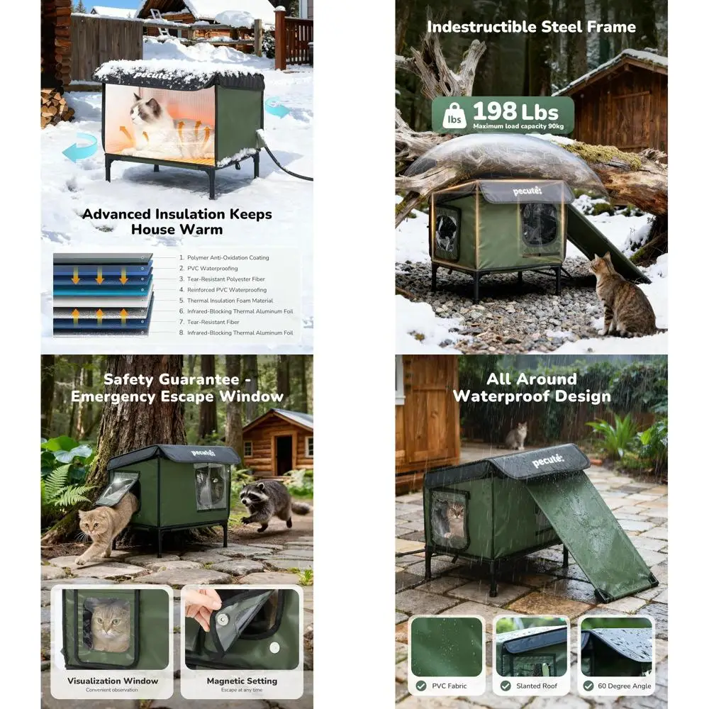 

Устойчивое к атмосферным воздействиям изолированное укрытие для кошек на открытом воздухе с грелками и двойным выходом для ферральных кошек