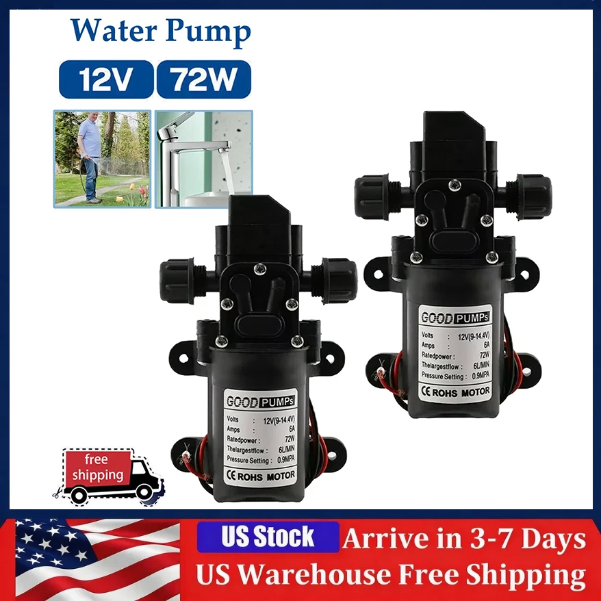 

1/2PCS 70W DC 12V Micro Electric Diaphragm Reflux Water Pumps 130PSI Self Priming Pump Diaphragm High Pressure RV Auto Switch