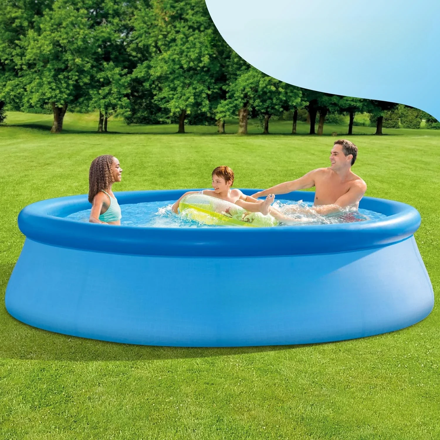 Easy Set 10 Foot by 30 Inch Round Inflatable Outdoor Backyard Above Ground Swimming Pool Set with 530 GPH Filter Pump, Blue