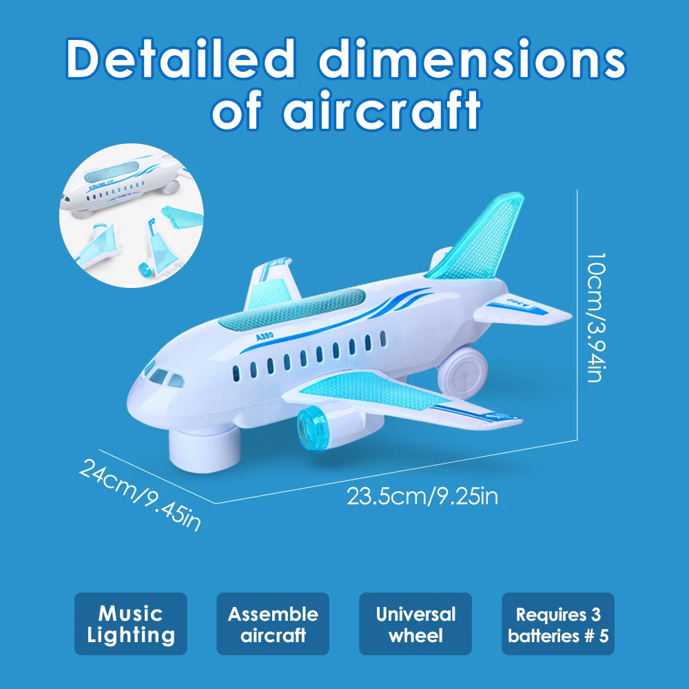 Kids Light Music Simulation Passenger Plane Toy Electric Airplane Model with Lights Sound and Music for Boys Birthday Gift