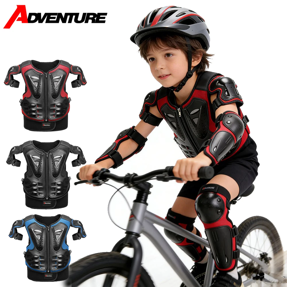 Kid's Motorcycle Armor Vest Riding Protection Motocross Body Armor Moto Protective Armors Kneepads Moto Full Armor Children