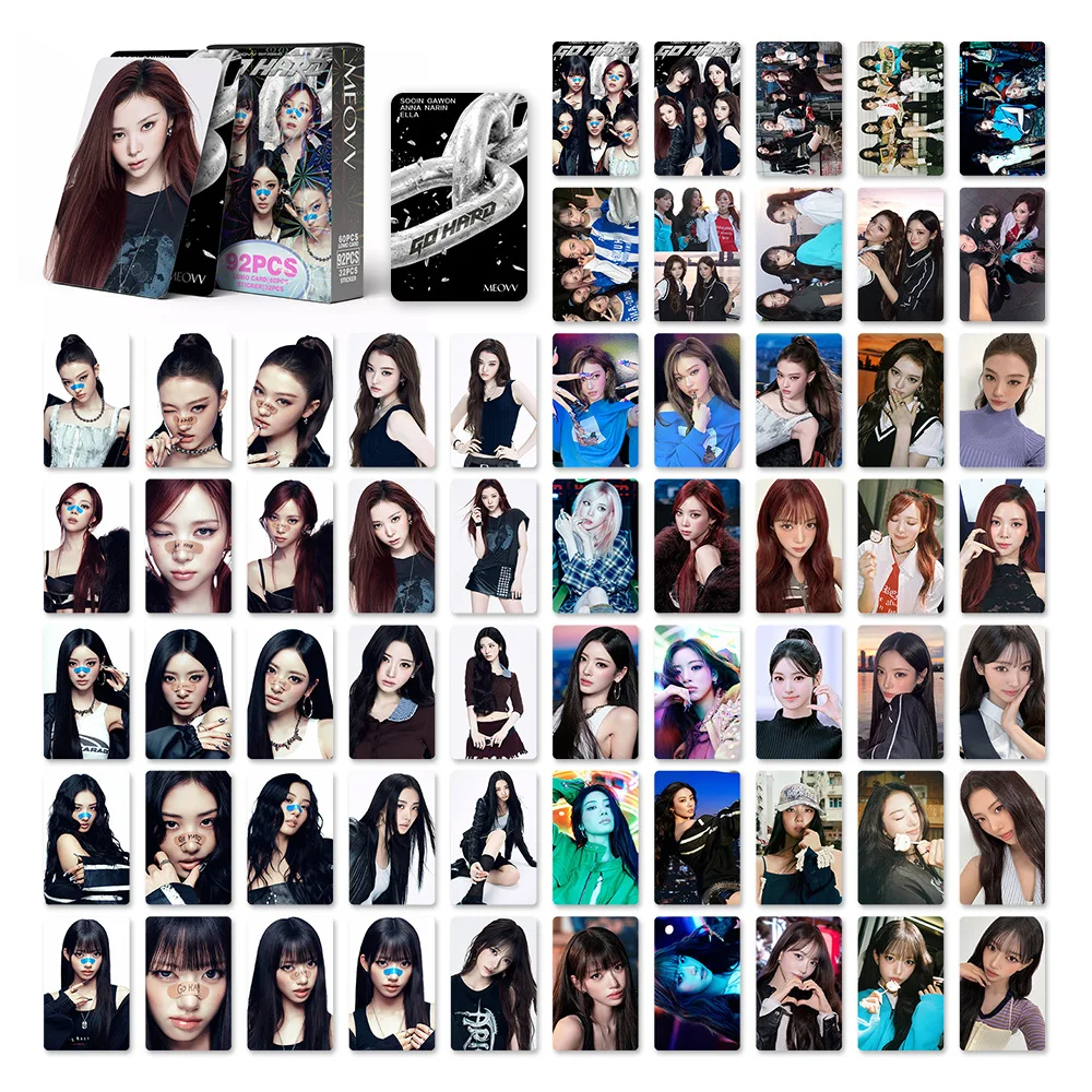 92Pcs/Set Idol MEOVV New Album GO HARD Lomo Cards Stickers Postcards Ella Gross Gawon Kim Sooin Anna Narin Fans Gifts Collection