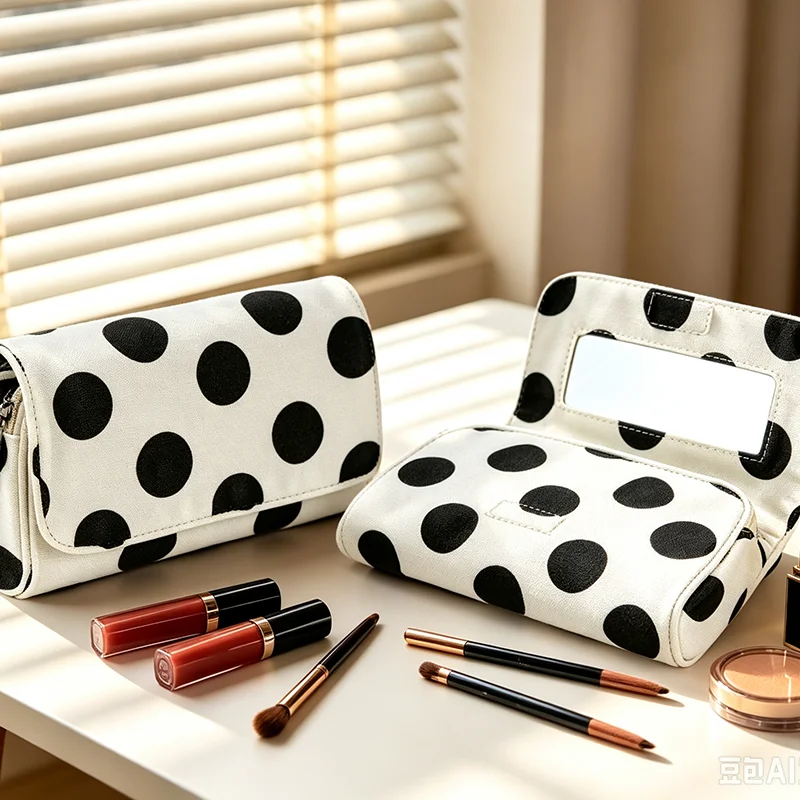 Cosmetic Bag Portable Large Capacity Women's Dot Print Makeup Bags Portable Folding Travel Cosmetics Storage Toiletry Bag