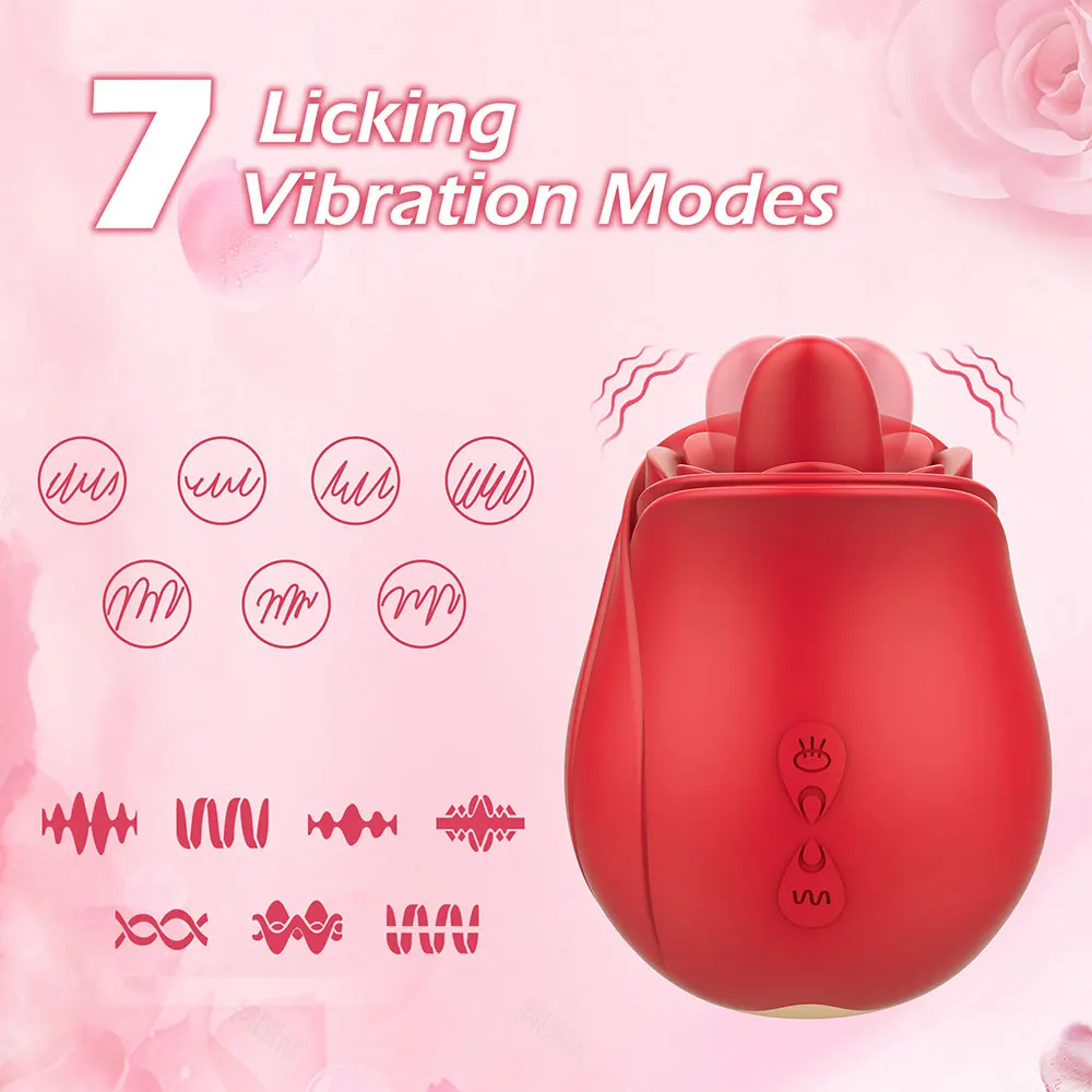 Powerful Rose Toy Vibrators for women Women Clitoris Stimulator with Tongue Licking Oral Nipple Sex Toys Goods for Female Adults