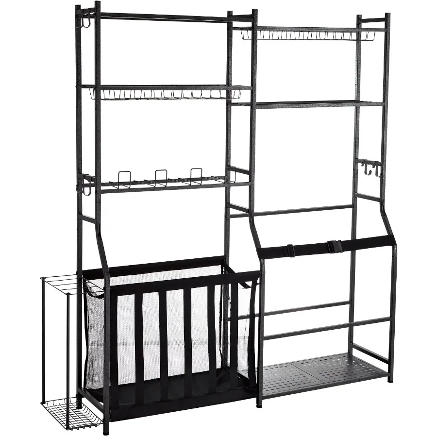 

Golf Storage Garage Organizer 2 Golf Bag Storage Stand Holder and Other Sports Equipment Storage Rack Outdoor Steel Ball Cart