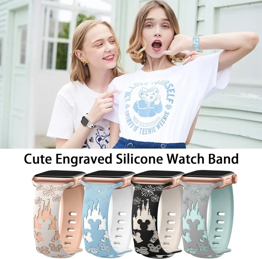 Womens Silicone Strap For Apple Watch Series 6 5 4 Se 42mm 44 38mm 40mm Cute Band For iWatch 7 8 9 41mm 45mm 49mm Girls Bracelet