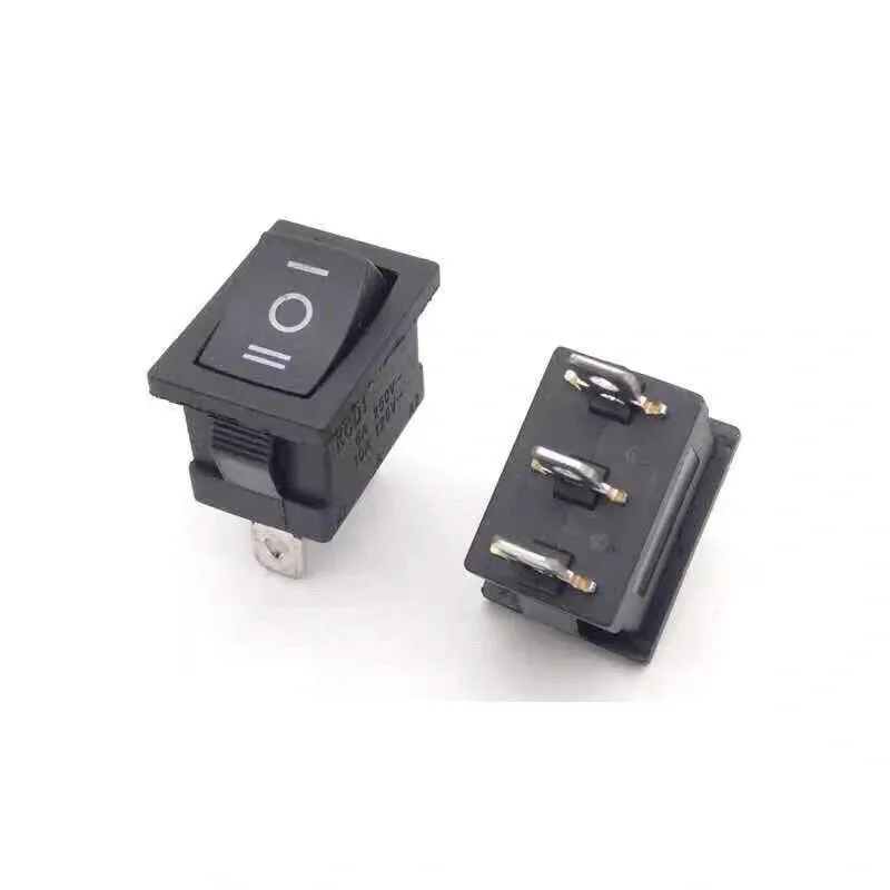 5/10 pcs KCD1-2 21*15mm SPST 3PIN Snap-in ON/OFF/ON fixation Position Snap  Rocker Switch 6A/250V